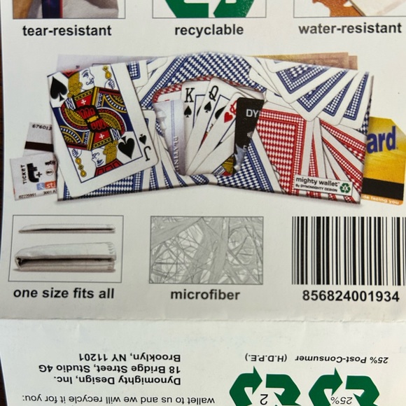•NEVER USED• 100% Recyclable & Durable Mighty Wallet with Playing Cards Design - Picture 12 of 14